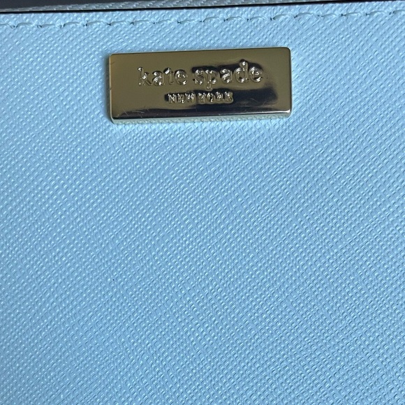 Kate Spade 100% Genuine Saffiano Leather wallet in sky blue accordion zip around - Picture 11 of 13